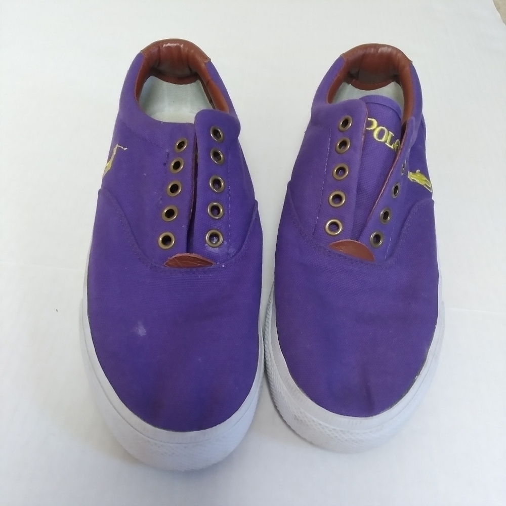 Polo Ralph Lauren Men's Purple Canvas Slip On Low Top Sneakers Size 8.5